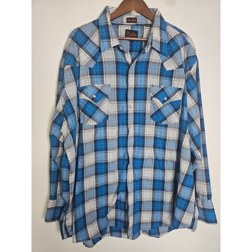 Western Plains Western Wear Pearl Snap Shirt Mens 3X  Plaid Long Sleeve Big Man